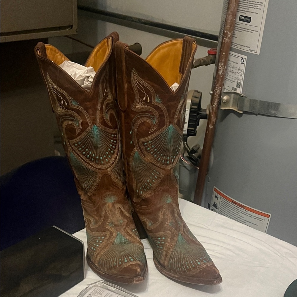 Old Gringo Brown and Teal Heeled Boots